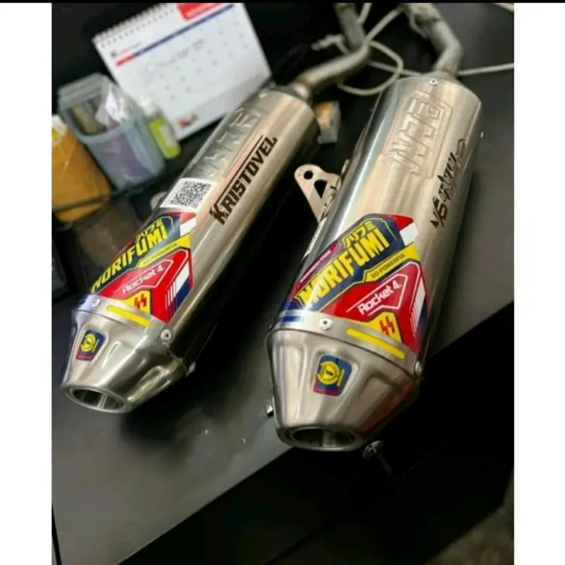 Knalpot Norifumi Rocket 4 logo baru klx crf d-tracker wr pemasangan PNP produk only full system Motor Motorcycle Sporty 2