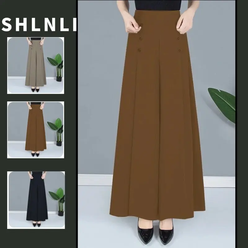 Spring Summer Women's Korean Style Wide Leg Pants Loose Casual High Waisted Solid Color Wide Leg Pants