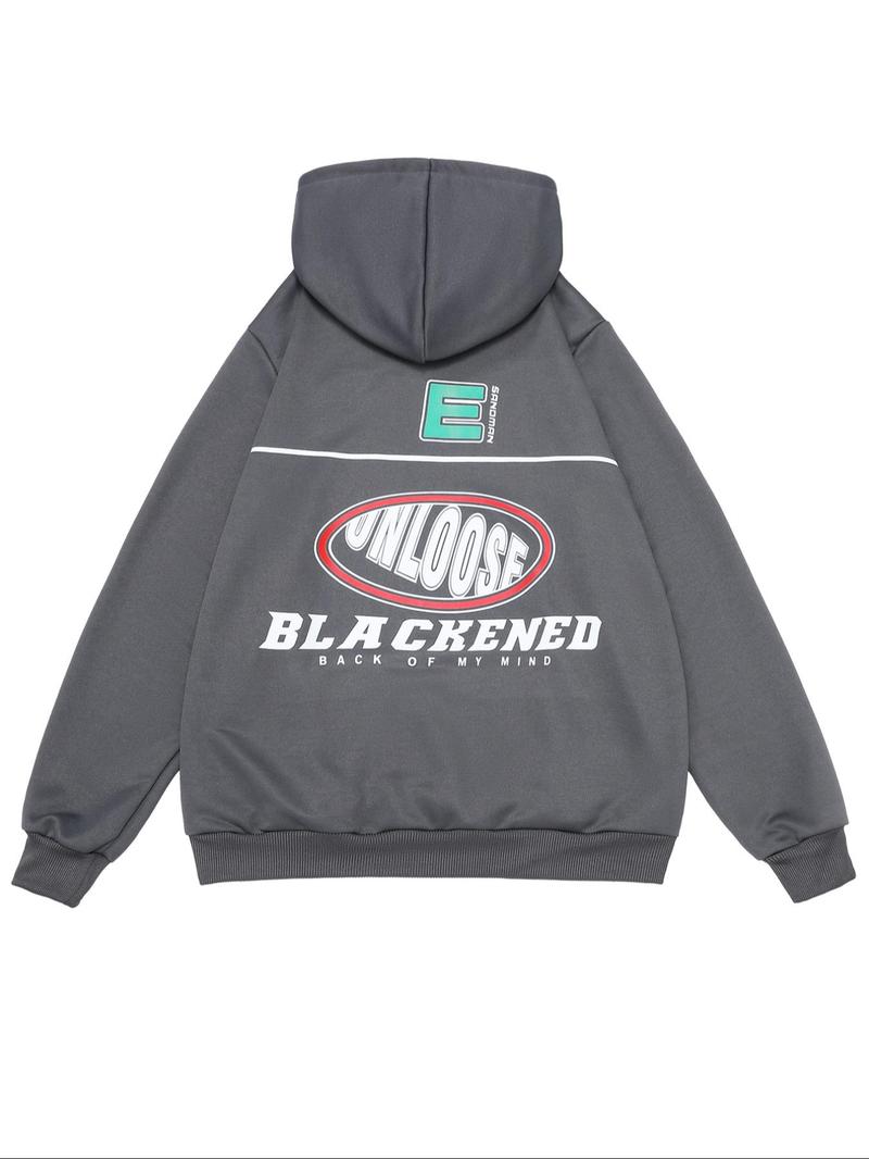 Product Introduction of Men's Letter Print Hoodie, Casual Regular Fit Long Sleeve Hooded Sweatshirt for Daily Wear, Men's Clothes for All Seasons, Tops 2