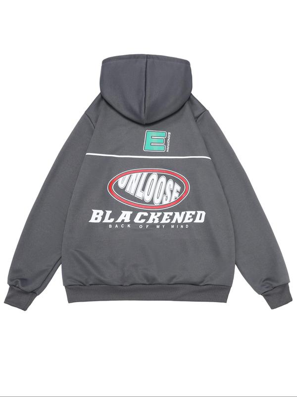 Men's Letter Print Hoodie, Casual Regular Fit Long Sleeve Hooded Sweatshirt for Daily Wear, Men's Clothes for All Seasons, Tops 1