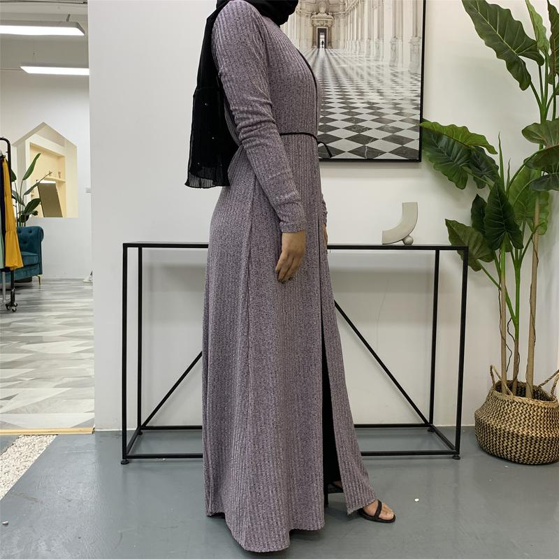 Product Introduction of Cross-Border Autumn Winter Muslim Women's Clothing In-Stock Long Sleeve Knitted Sweater Coat Robe 1853 16