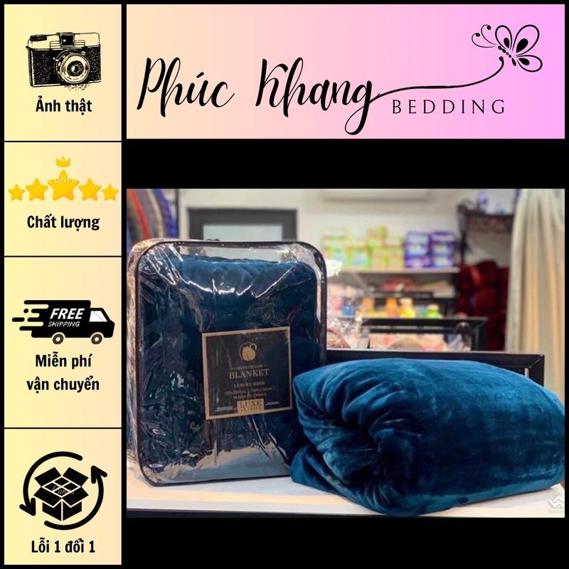 Chăn lông tuyết BLANKET loại 1 dày dặn 2mx2m2 siêu mềm mịn, có túi đựng tiện lợi