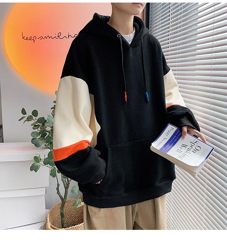 Product Introduction of Áo Hoodie Nam, Dáng Rộng, Hợp Xu hướng, Dành Cho Thanh Thiếu Niên Và Học Sinh, Màu Tương Phản, Áo Áo Chui Đầu Dài Tay, Thích Hợp Cho Các Cặp Đôi, Áo Len 5
