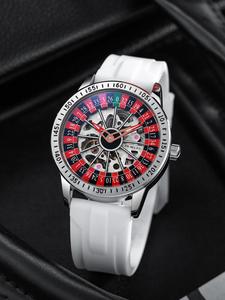 Men's Fashion Mechanical Watch, Creative Rotating Dial Watch, Automatic Mechanical Movement Watch, with Box