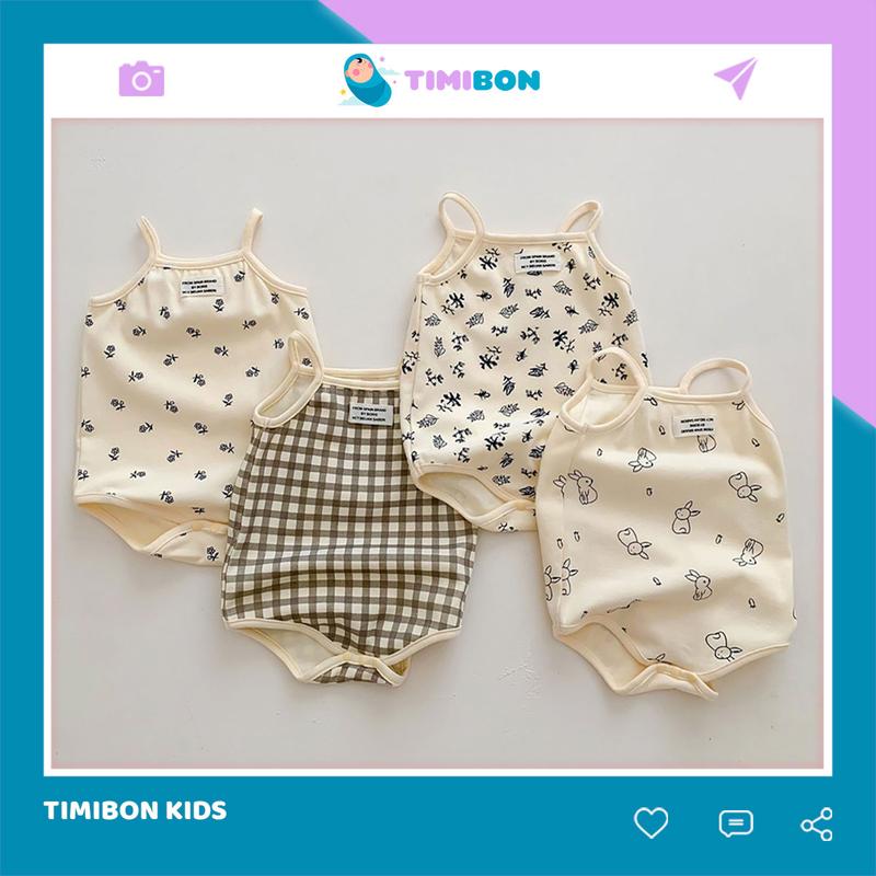 Quần Áo Sơ Sinh Body Chip Hai Dây Bodysuit Cho Bé Gái Chất Mát 2 Dây -