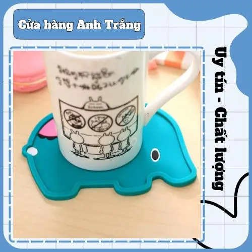 Miếng lót ly silicon CÓ VIỀN, đế lót ly, miếng lót cốc nhựa dẻo hoạt hình dễ thương chống trượt
