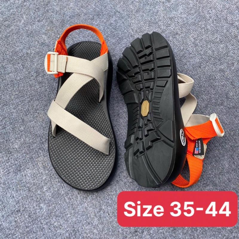 (Size 35-44) Dây Trắng Gót Cam ( Đế Thường) Mũi tròn Dép xăng đan Sandal Chaco Đế cao supu đi êm đầm