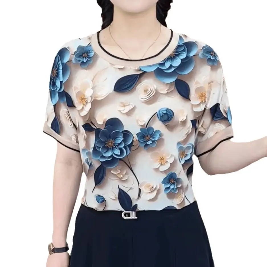 Váy Mùa Hè Cho Mẹ, Thiết Kế Thời Trang, Ngoại Cỡ, Thanh Lịch Và Bó Sát, Dễ Phối Đồ, Thích Hợp Cho Phụ Nữ Trung Người Già Và Cao Tuổi, Áo Phông ngắn Tay Áo Trẻ Trung, Thiết Kế Đẹp