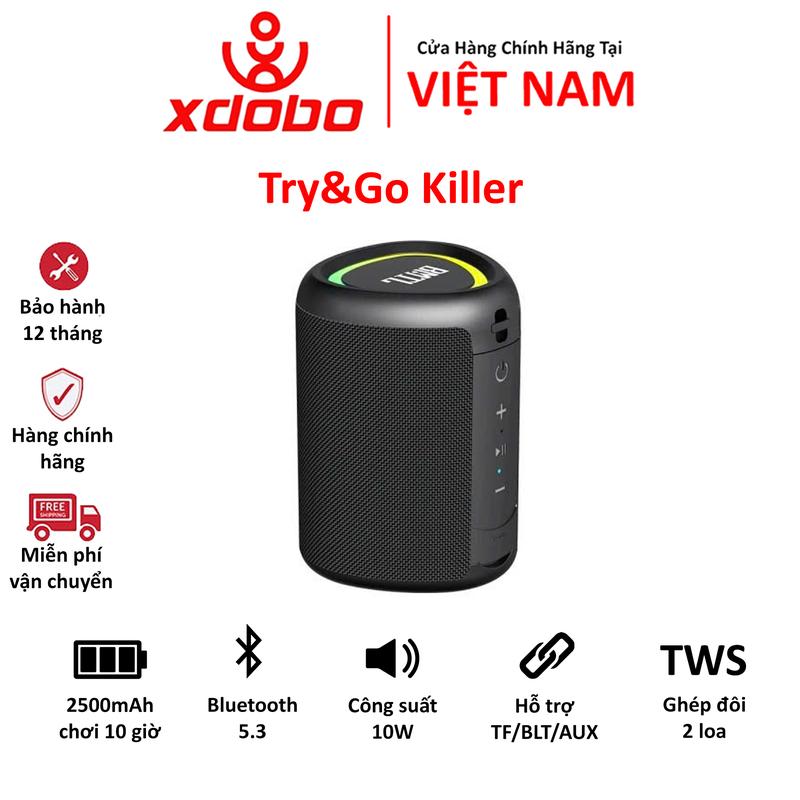 Loa Bluetooth 5.3 XDOBO Try&Go Killer Công Suất 10W, Bass Khỏe, Lời Sáng, Pin 2500mAh, Hỗ Trợ Thẻ TF, AUX - BH 12 Tháng Nghe Nhạc Củ Loa Không Dây