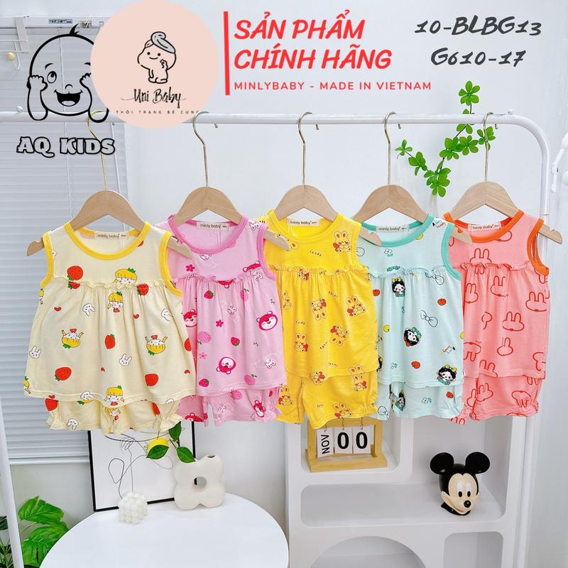 [Bé 7-19kg] Bộ Quần Áo Trẻ Em Babydoll Bé Gái Thun Lạnh Minlybaby Chính Hãng In Họa Tiết - Unibaby - BLBG13