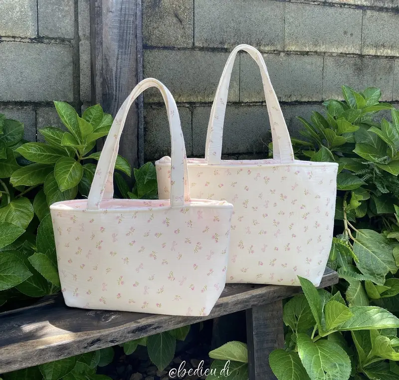 (Túi ko kèm cột ren ) [ Ảnh thật ] Túi tote chần bông đứng form có 3 lớp handmade EMI bag Bé Điệu 3 size 5