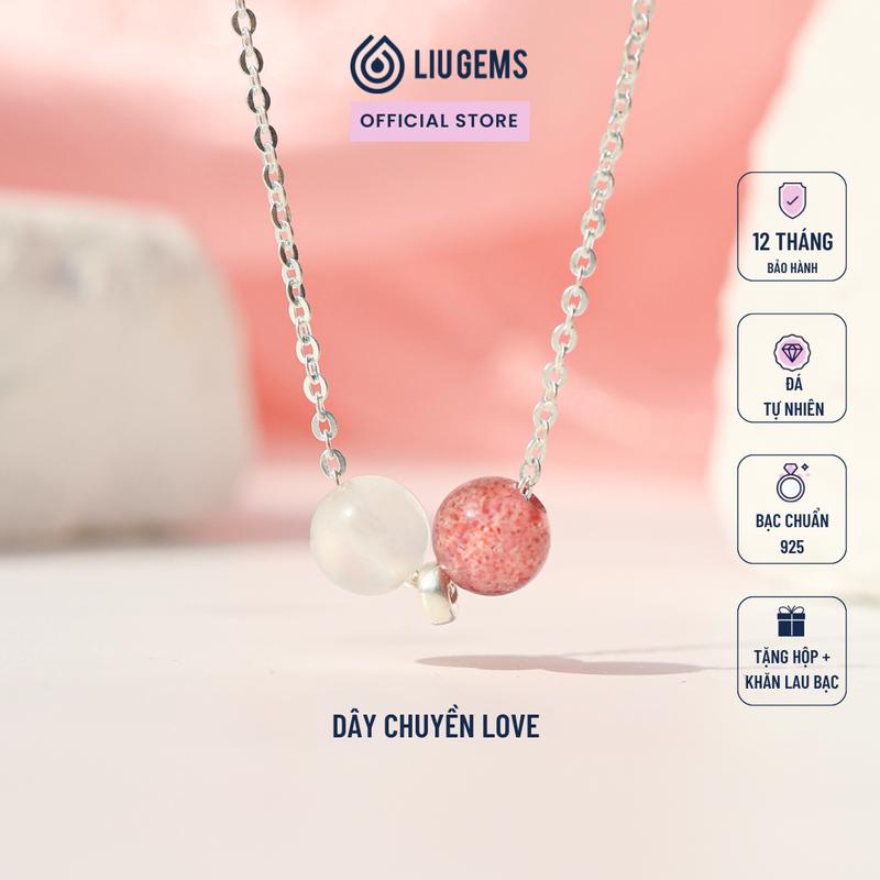 Dây Chuyền Bạc 925 Nữ Liugems Mix 2 Hạt Đá Phong Thủy Tự Nhiên Trẻ Trung, Năng Động DC02 (Mua một, tặng một hộp đựng trang sức + một khăn lau bạc miễn phí)