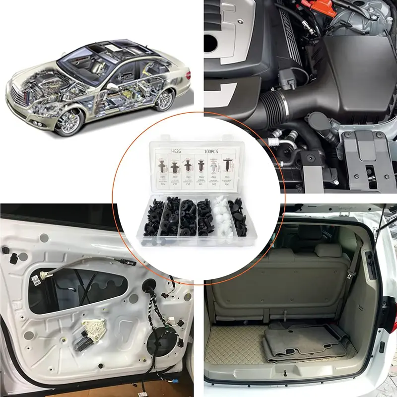 Car Bumper Clip, Plastic Rivet Fastener with Storage Box, Auto Push Pin Rivet Bumper Clip, Car Fastener Tool Kit 4