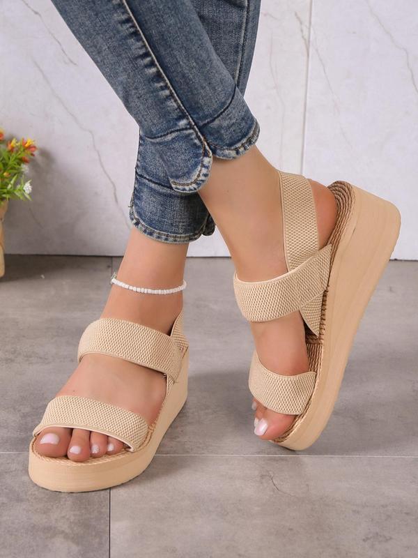 Women's Summer 2024 Minimalist Style Plain Fashion Wedge Platform Sandals, with Adjustable Strap, Casual Walking Outdoor Travel Beach Shoes 6