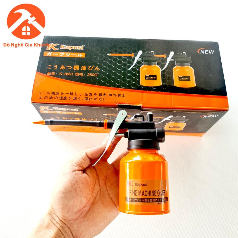 Bình châm dầu nhớt 250ml, vòi châm dầu bẻ cong, kapusi chính hãng