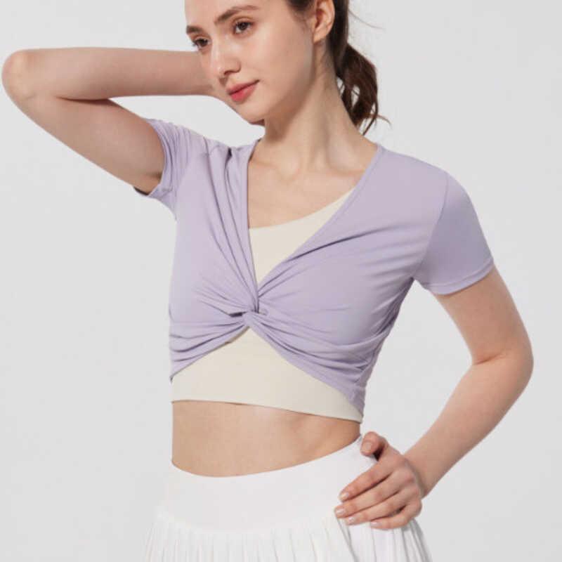 Áo Crop Top Thể Thao Yoga, Thiết Kế Xoắn, Nhanh Khô, Thích Hợp Khiêu Vũ Và Pilates, Mặc Nam Sport Thun Đồng 6