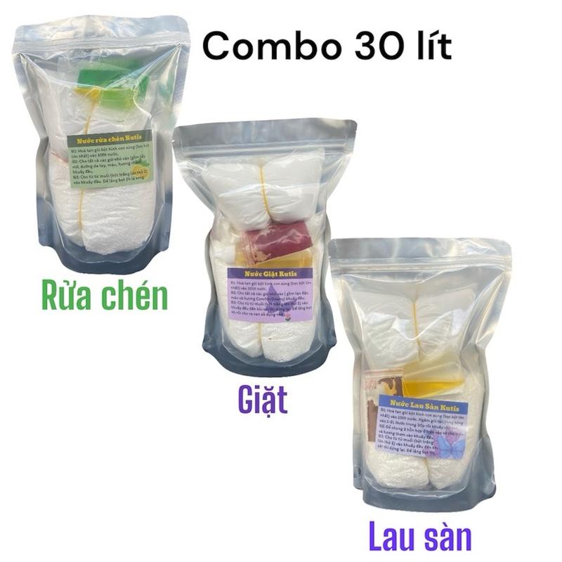 Combo 30 lít. 10 lít nước rửa chén + 10 lít nước giặt + 10 lít nước lau sàn . Hương thơm tự nhiên tự pha làm sạch tiết kiệm chi phí cho Gia đình nhà hàng quán ăn