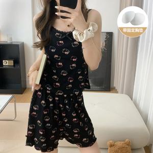 Set Pakaian Tidur Kamisol Berpad, Bahan Modal Kapas Ultra Lembut, Rekaan Manis, Bernafas, Sesuai untuk Relaksasi Rumah Musim Bunga / Musim Panas, Pakaian Ruang Tidur Selesa Wanita