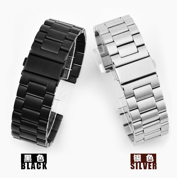Product Introduction of 304 stainless steel watch band 16mm 18mm 2mm 22mm 24mm black silver replacement men's watch str quick relise 8