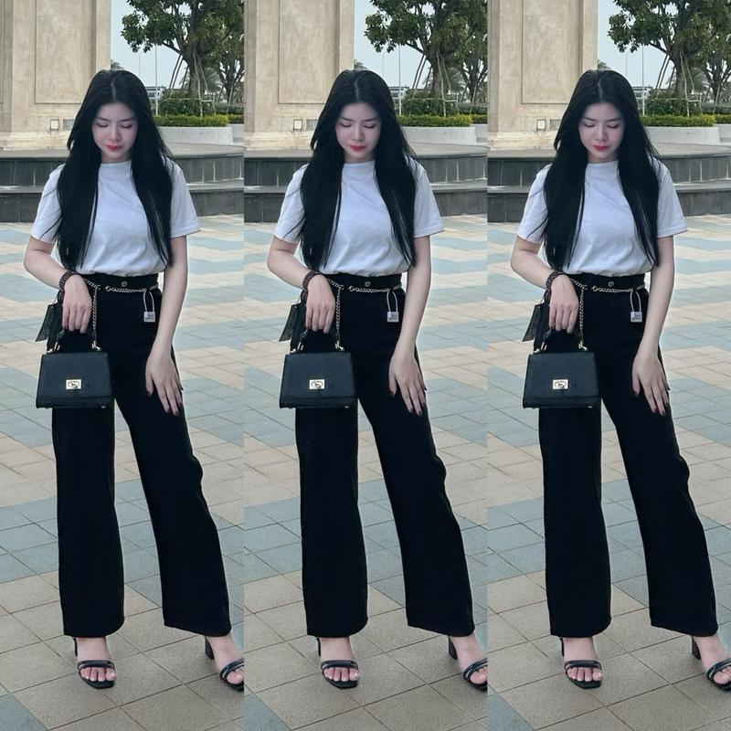 V.M-Quần Jeans Nữ Suông Màu Đen Tuyền (S-2XL) Chất Vải QC Mềm VM3618 Women Pants