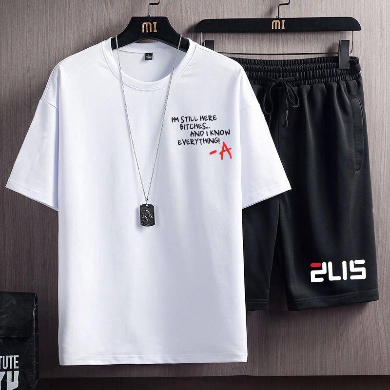 Product Introduction of Summer Men's Sports Suit Men's Korean-Style Fashionable Loose Casual Short-Sleeved Shorts T-shirt Handsome Clothes Men 9