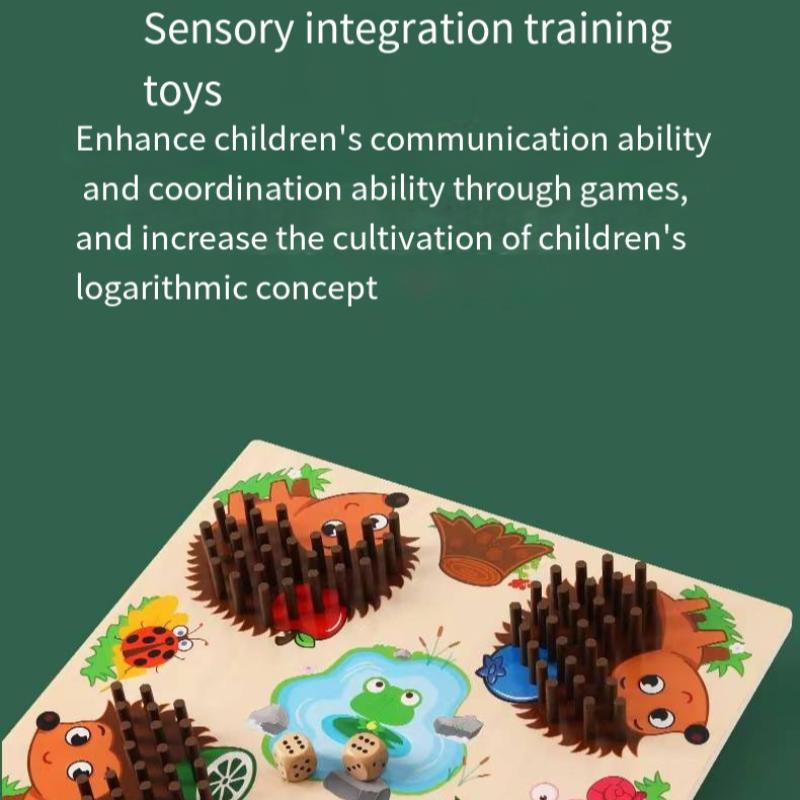 Educational Sensory Hedgehog Stick Game, 1 Count Hedgehog Plug-in Game, Wooden Fine Motor Skills Promote, Motor Skills Toy, Hedgehog Counting Game 6
