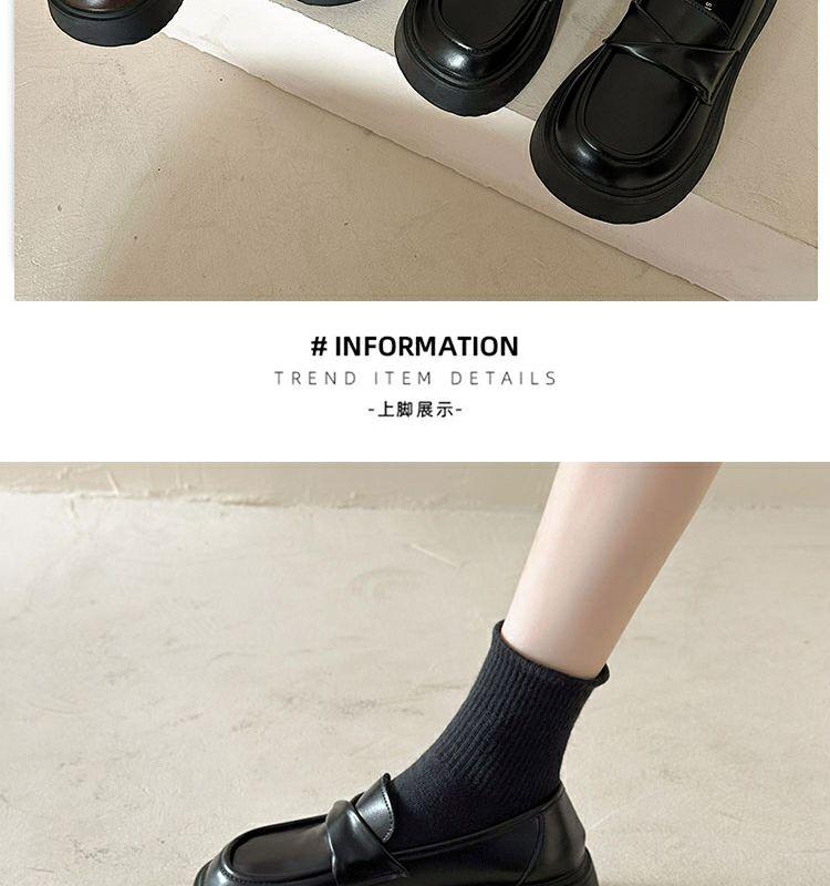 Product Introduction of British Style Women's Leather Shoes 2023 Summer Autumn New Thick-Soled Black Loafers Retro Slip-On Mary Jane Shoes nam 20