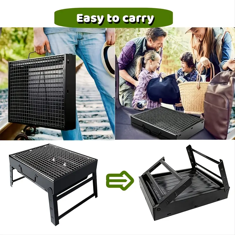 Bếp Nướng Than Nướng Thịt Cầm Tay Có Thể Gập Lại Bếp BBQ Đốt Gỗ Bằng Thép Không Gỉ Để Cắm Trại Ngoài Trời Bếp Nướng Nấu Ăn Dụng Cụ Cho Dã Ngoại Bãi Biển Sân Sau 5