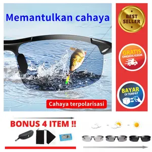 Sunglasses Pria Anti Silau Siang Malam Kacamata Mancing/Memancing Berkendara Anti UV400 Polarized 100 Original Sports Sunglas BISA COD Mancing