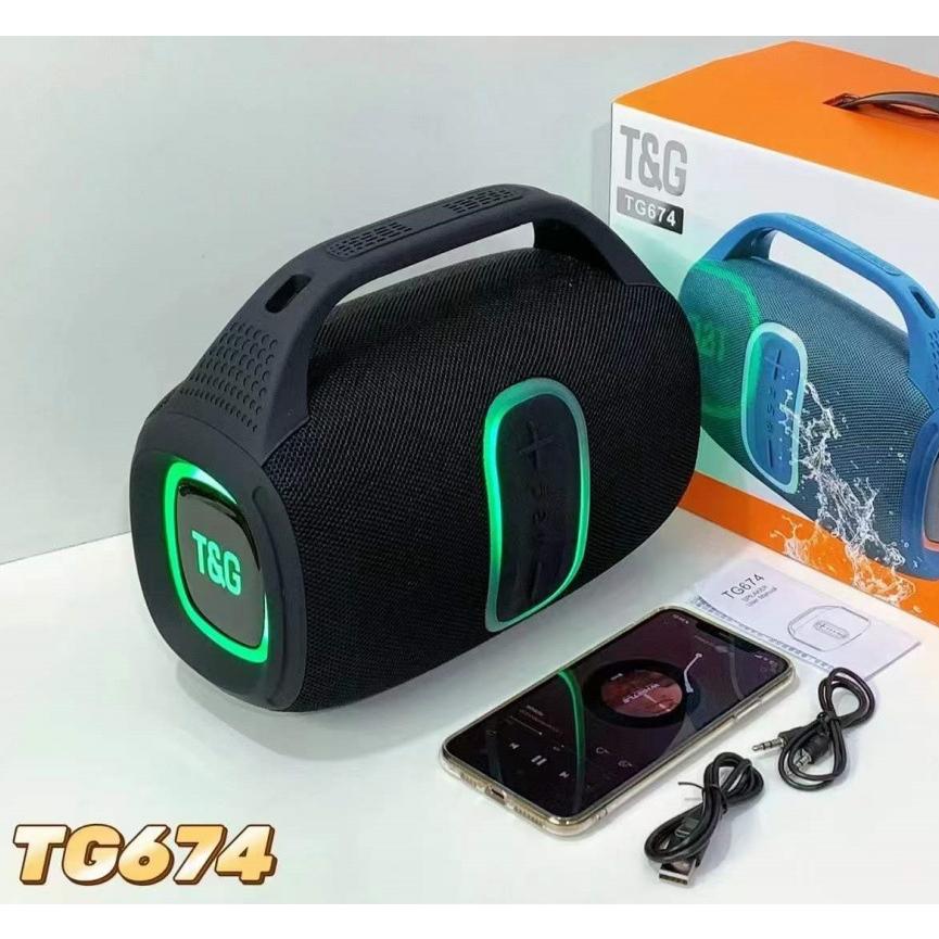 TG-674 Wireless Bluetooth High Quality Stereo Bass Waterproof BT Speaker LED RGB Light Portable Fabric Active Speaker FM Radio - Image 2