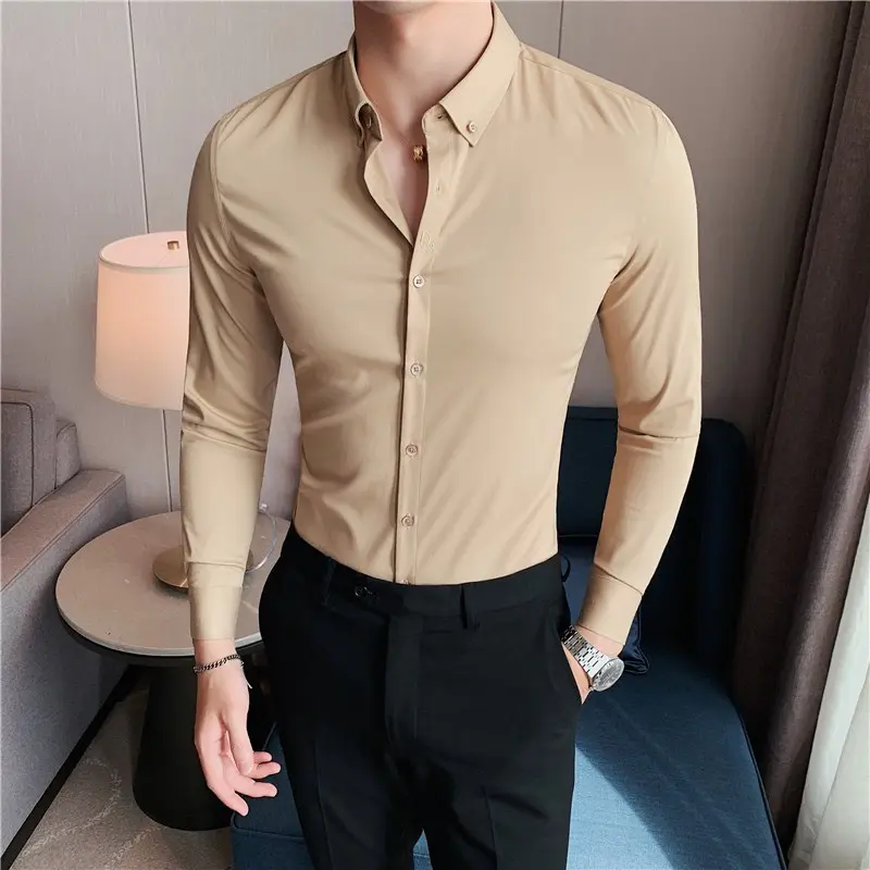 Áo sơ mi nam dài tay cao cấp : Chất liệu lụa , không nhăn, không xù , thoáng mát, thấm hút mồ hôi Menswear Shirt