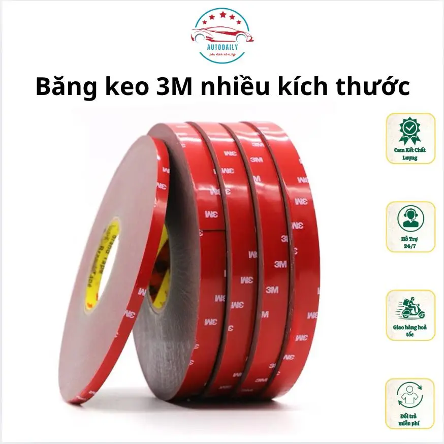 Băng dính 3M, Băng keo cường lực 2 mặt trong suốt chất liệu Acrylic siêu bám dính, siêu chắc chắn, nhiều size, nhiều kích thước
