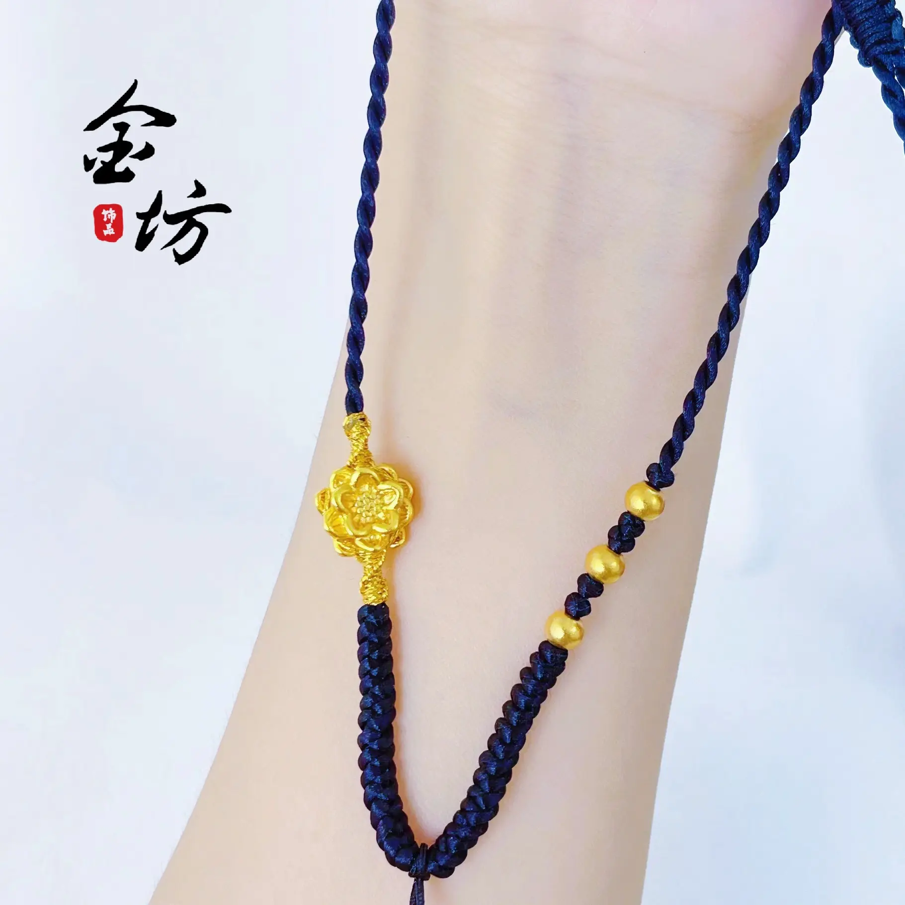 Traditional Gold-Plated Lotus Rope Necklace, Same Style as Gold Store, High Color Retention Copper Gold-Plated Buddha Head Pendant Accessories, Lucky Bracelet, Wealth-Attracting Necklace, Gift for Women on Holidays