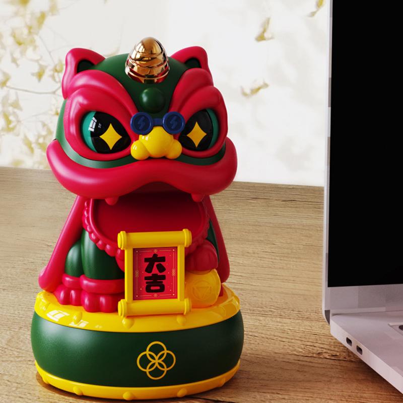 Product Introduction of Mascot Ornament Chinese Style Lucky Dancing Lion Model Solar Powered Home Decoration Holiday Gifts Bring Wealth Good Fortune Electronic Plastic 28