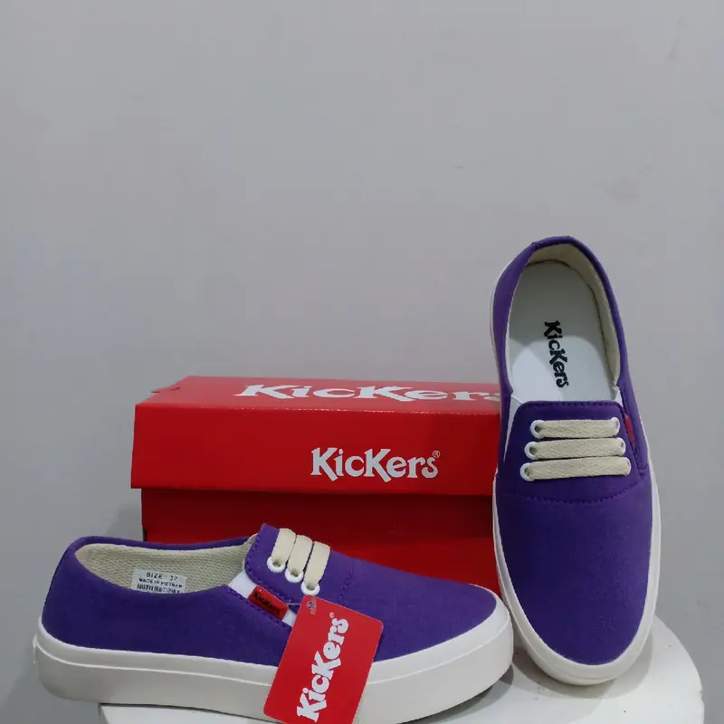 sepatu wanita slip on ungu KC kanvas non tali Karet Shoes 3