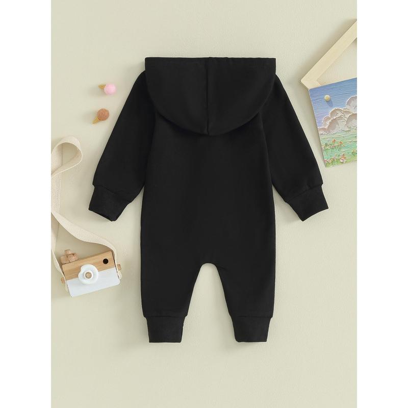 Áo liền quần cho bé, Áo liền quần dài tay có mũ trùm đầu Zip-up Solid Fall Romper Quần áo cho bé trai bé gái Jumpsuit 2