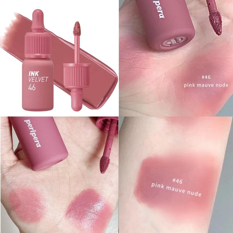 Son Ink 46 Hồng Tím Lạnh, Son Kem Lì Peripera Ink Velvet 46 Pink Mavue Nude