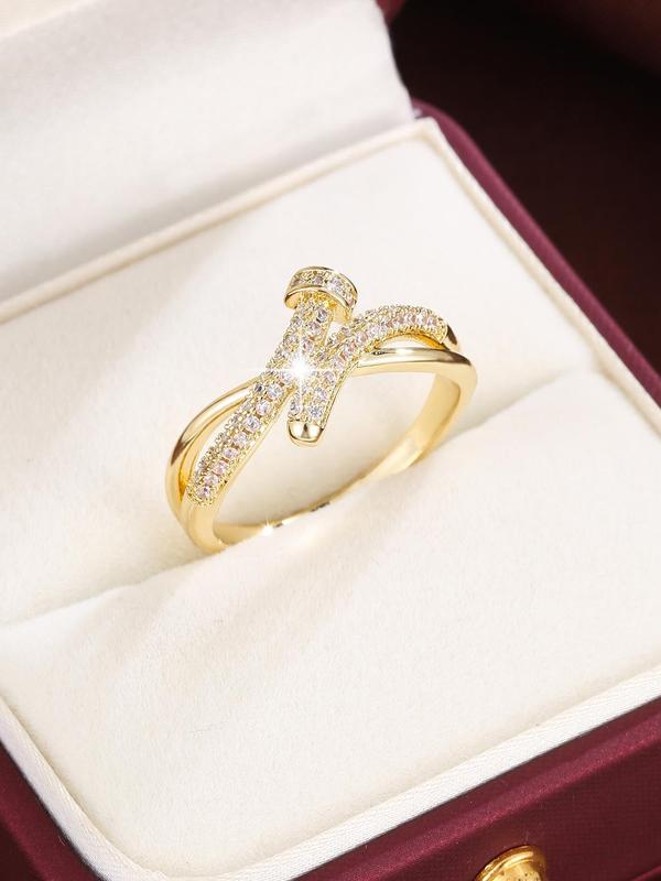 Women's Elegant Nut Design Rhinestone Decorated Ring, Exquisite Trendy Ring, Fashionable Jewelry for Women As Gift 2