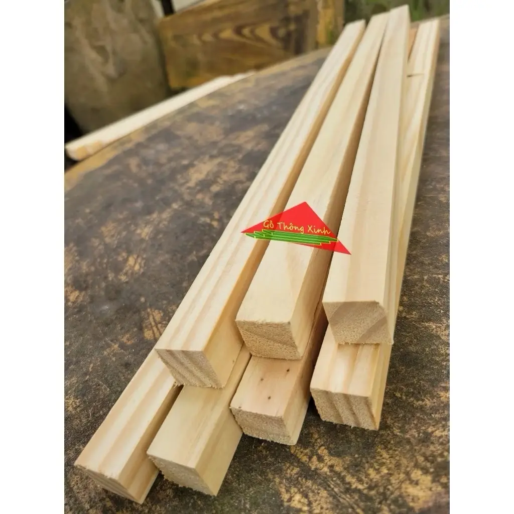 Thanh gỗ thông vuông 2cm x dài 60cm-50cm-40cm-30cm dùng làm nẹp, đóng chuồng,trang trí nhà cửa,chế DIY Mô Hình
