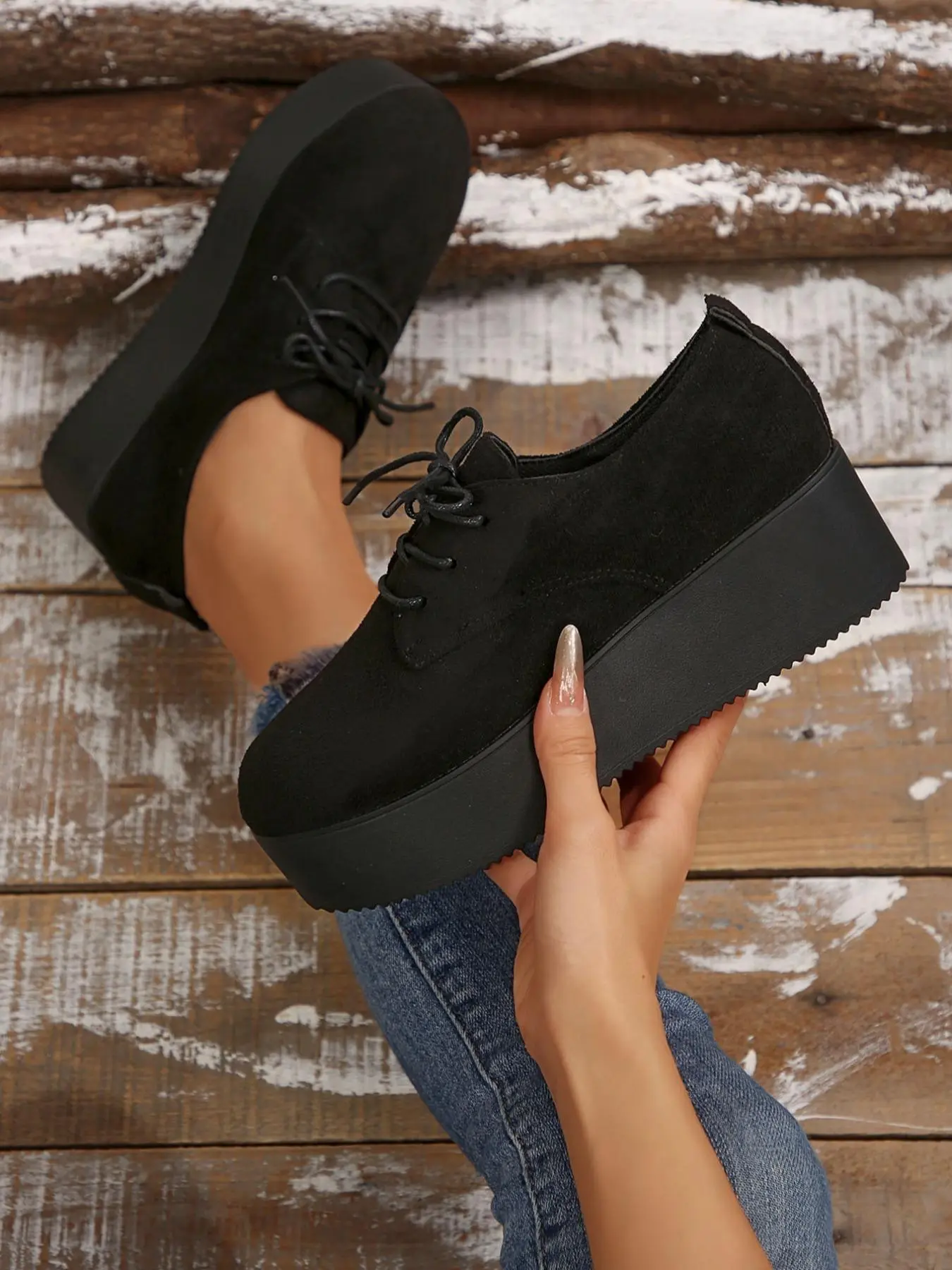 Women's Fashionable Lace Up Platform Sneakers, Casual Comfortable Round Toe Sneakers for Daily Wear, Female All-match Shoes for Daily Wear