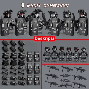 New - Mainan balok Military Minifigure army Swat Team 6 Ghost Comanndo Pack Blocks