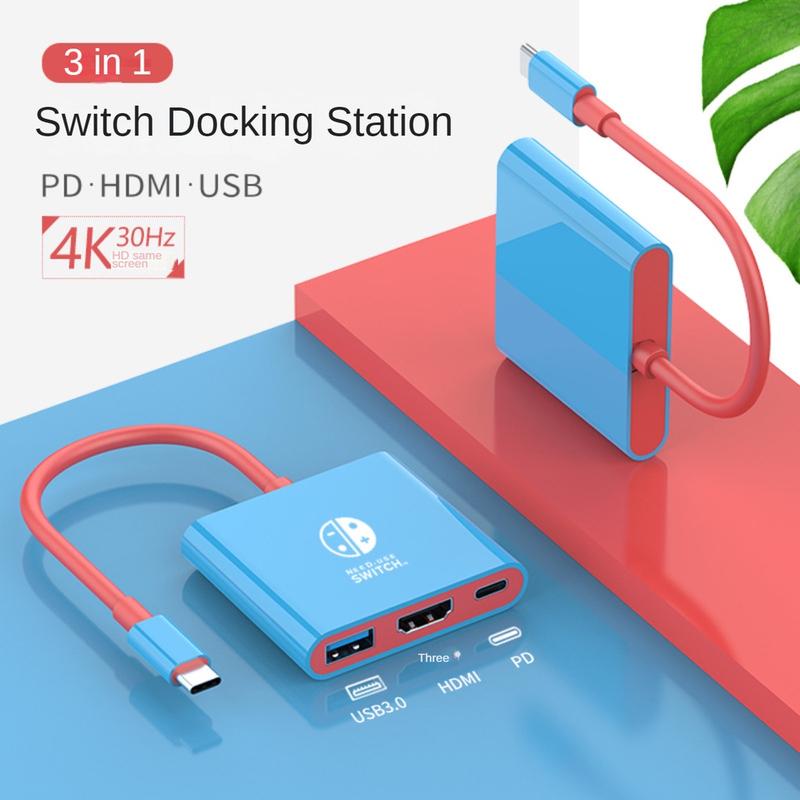 Bộ Chuyển Đổi loại C sang HDMI 3in1 Trung tâm USB C Trạm kết nối loại C Tương thích với Nintendo Switch OLED V1 V2 Đế sạc TV 4K Sạc PD USBC HUB USB3.0 Thích hợp cho điện thoại máy tính xách tay và máy tính bảng Tương thích với điện thoại Switch