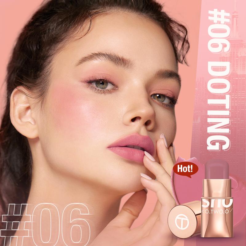 Product Introduction of O.TWO.O Makeup Blush Stick Hydrating Gloss Lip & Cheek 6 Colors Beauty Cosmetics Soft Powder Blush Blusher Highlight Contour Face 22
