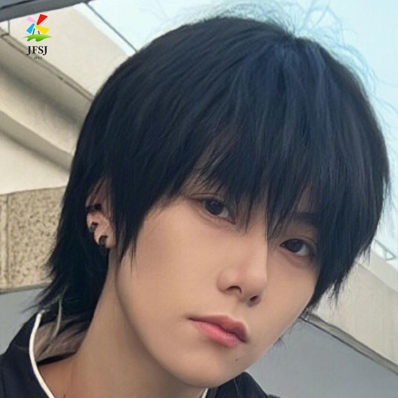 Product Introduction of Wig Ekor Serigala untuk Pria, Kepala Mullet Gaya Jepang, Poni Sedikit Terbagi, Alat Peraga Foto Gaya Anime, Penutup Rambut Kepala Penuh Halus 9