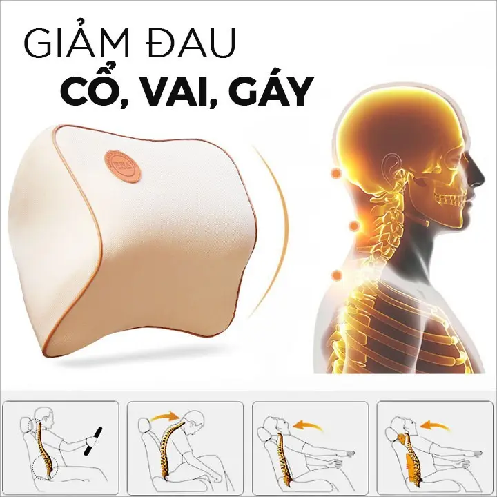 Gối tựa đầu, tựa lưng chất liệu vỏ nỉ cotton có khóa kéo - lõi ruột cao su non tự nhiên cao cấp ( 4 màu) phụ kie 3
