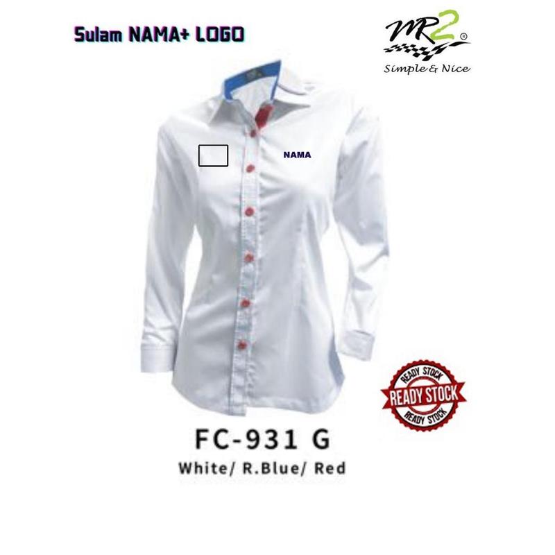 BAJU KORPORATE PUTIH LENGAN PANJANG SULAM LOGO DAN NAMA CUTTING ...