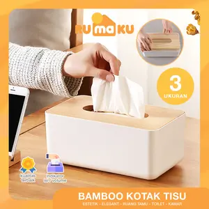 Rumaku Kotak Tisu Estetik Tutup Kayu Minimalis Tissue Box Organizer Warna Putih