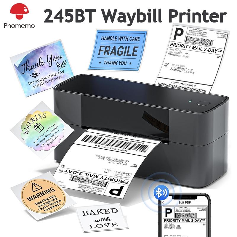 Phomemo 245BT Usb+Bluetooth Waybill Printer,A6 Inkless Thermal Label Printer,Great For Shipping Label,Barcode,Address,Logo,Awb Sticker 1