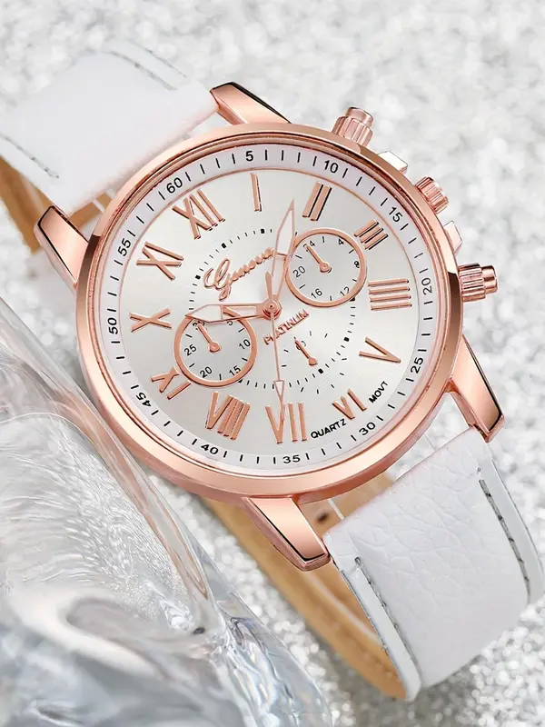 Women's Fashion Round Dial Quartz Watch & Bracelet Set, Including Watch & Bracelet, Fashion Watch Set for Party, Daily Decor, Trendy All-match & Exquisite Watch Set for Gift 7