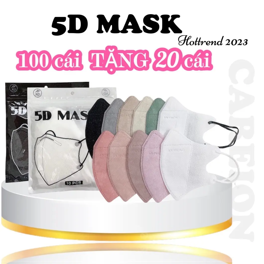 100 cái tặng 20 cái khẩu trang 5D Thái An Phong được chọn màu Phụ Kiện Che Mặt Accessories Nam Nữ Voi